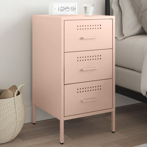 vidaXL Bedside Cabinet Pink 36x39x68 cm Steel