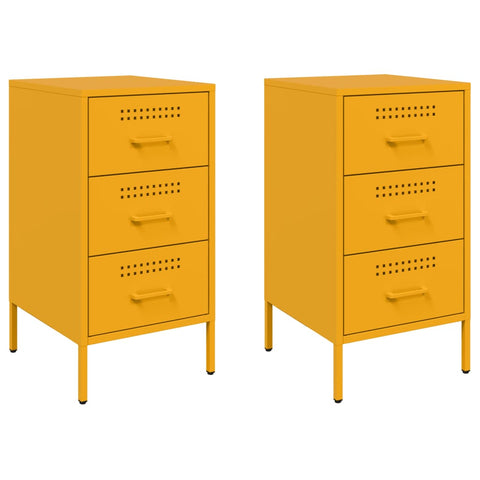 vidaXL Bedside Cabinets 2 pcs Mustard Yellow 36x39x68 cm Steel