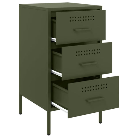 vidaXL Bedside Cabinet Olive Green 36x39x68 cm Steel