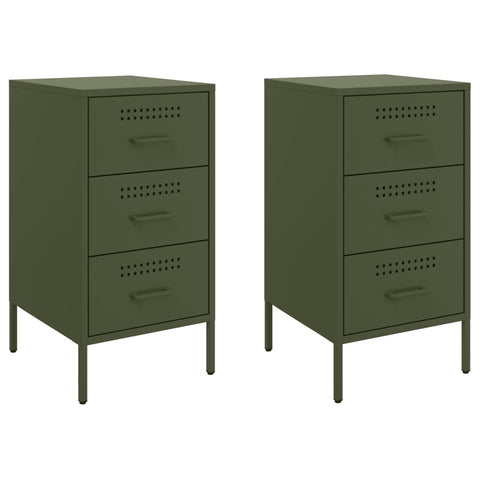 vidaXL Bedside Cabinets 2 pcs Olive Green 36x39x68 cm Steel