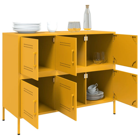 vidaXL Sideboard Mustard Yellow 100.5x39x79 cm Steel