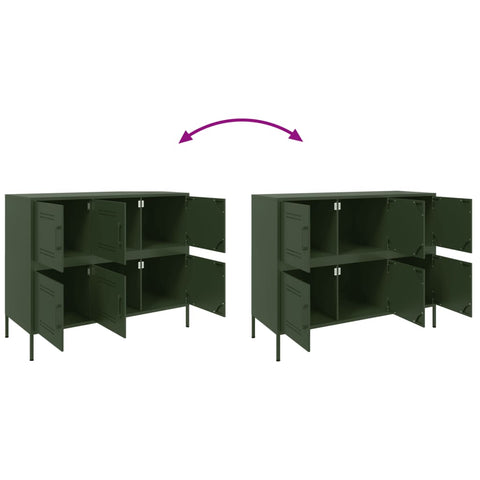 vidaXL Sideboard Olive Green 100.5x39x79 cm Steel