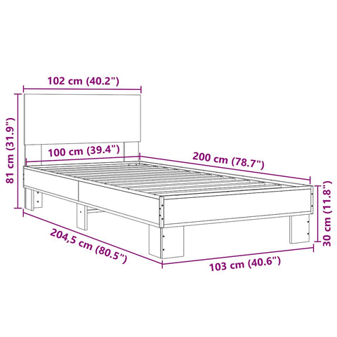 vidaXL Bed Frame without Mattress Sonoma Oak 100x200 cm