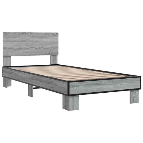 vidaXL Bed Frame without Mattress Grey Sonoma 75x190 cm Small Single