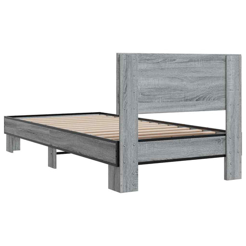 vidaXL Bed Frame without Mattress Grey Sonoma 75x190 cm Small Single