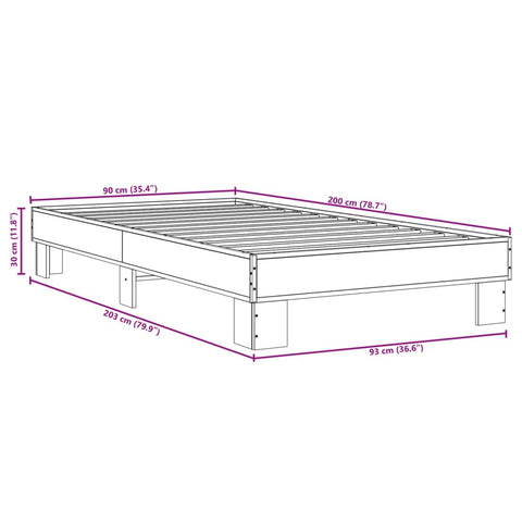 vidaXL Bed Frame without Mattress Sonoma Oak 90x200 cm