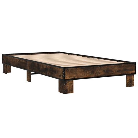 vidaXL Bed Frame without Mattress Smoked Oak 75x190 cm Small Single