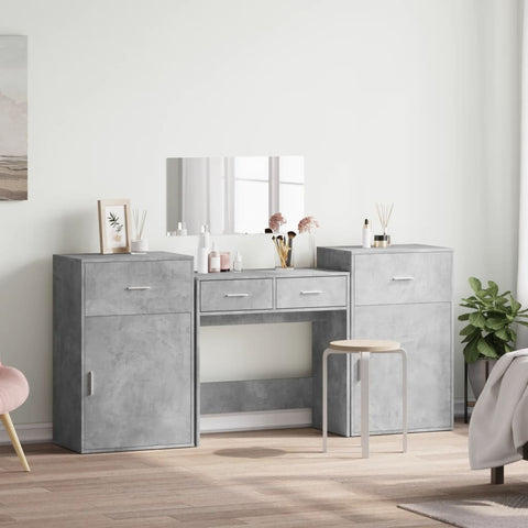 vidaXL 4 Piece Dressing Table Set Concrete Grey Engineered Wood