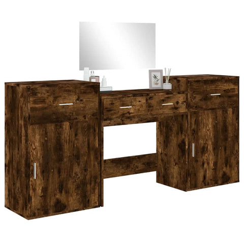 vidaXL 4 Piece Dressing Table Set Smoked Oak Engineered Wood