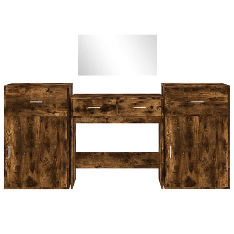 vidaXL 4 Piece Dressing Table Set Smoked Oak Engineered Wood