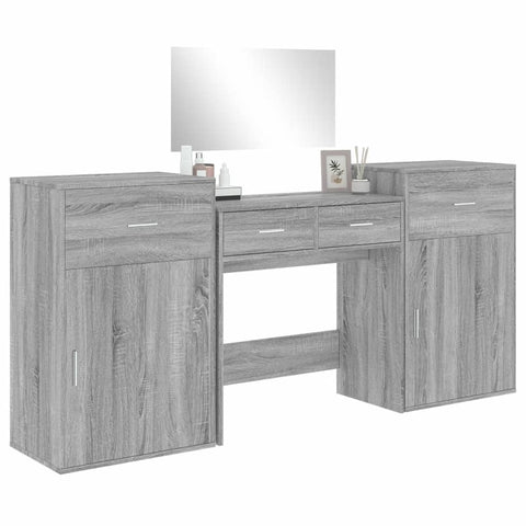 vidaXL 4 Piece Dressing Table Set Grey Sonoma Engineered Wood