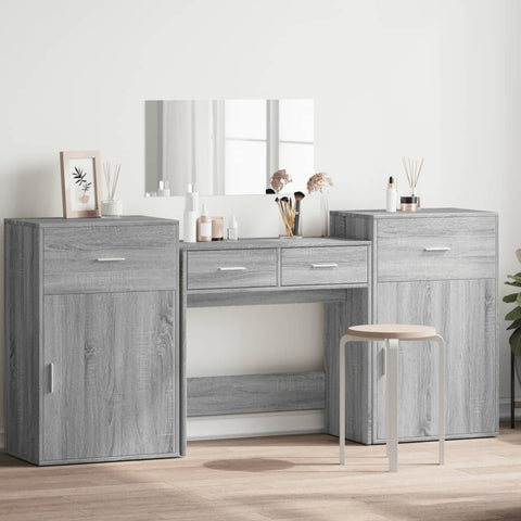 vidaXL 4 Piece Dressing Table Set Grey Sonoma Engineered Wood