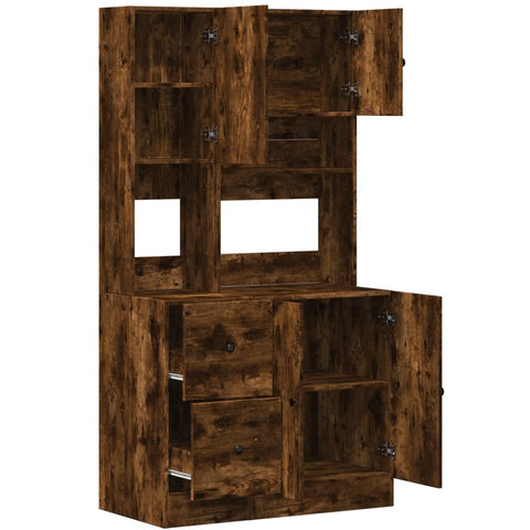 vidaXL Kitchen Cabinet Smoked Oak 95x50x180 cm Engineered Wood