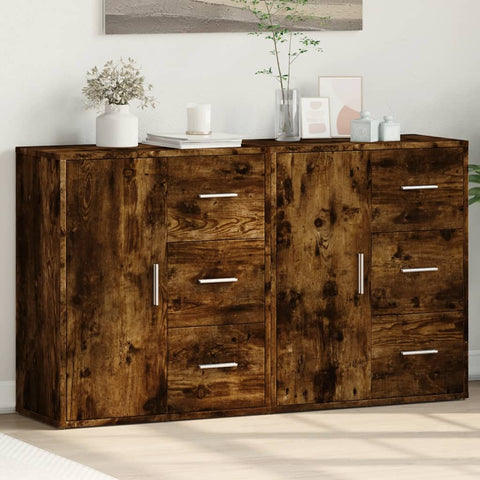 vidaXL Sideboards 2 pcs Smoked Oak 60x31x70 cm Engineered Wood