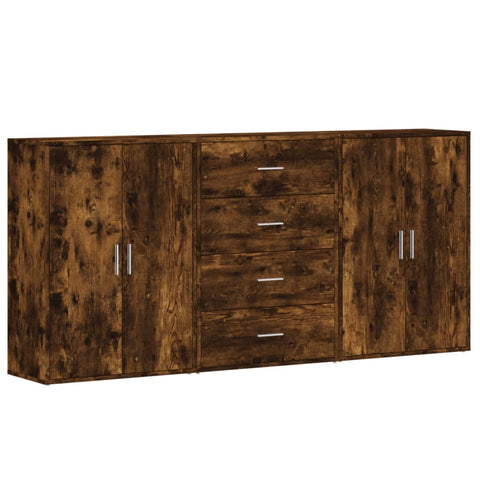 vidaXL Sideboards 3 pcs Smoked Oak 60x31x84 cm Engineered Wood