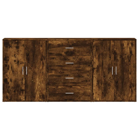 vidaXL Sideboards 3 pcs Smoked Oak 60x31x84 cm Engineered Wood