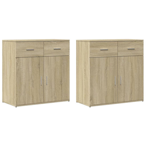 vidaXL Sideboards 2 pcs Sonoma Oak 79x38x80 cm Engineered Wood