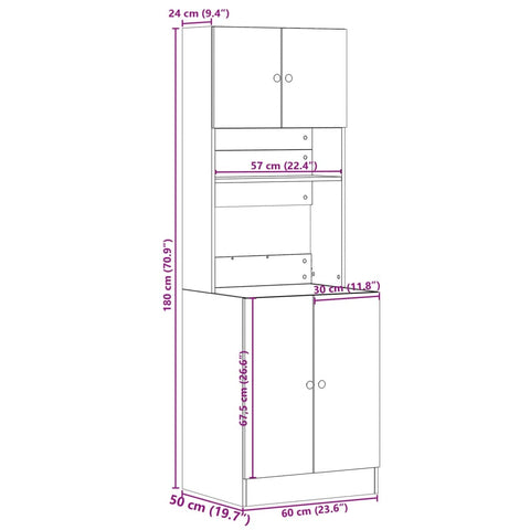 vidaXL Kitchen Cabinet White 60x50x180 cm Engineered Wood