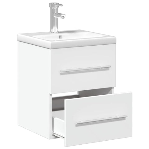 vidaXL Bathroom Sink Cabinet with Built-in Basin White