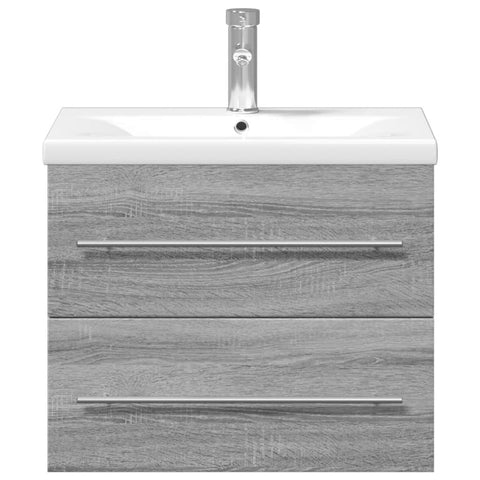 vidaXL Bathroom Sink Cabinet with Built-in Basin Grey Sonoma