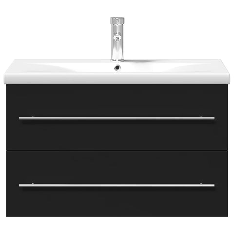 vidaXL Bathroom Sink Cabinet with Built-in Basin Black