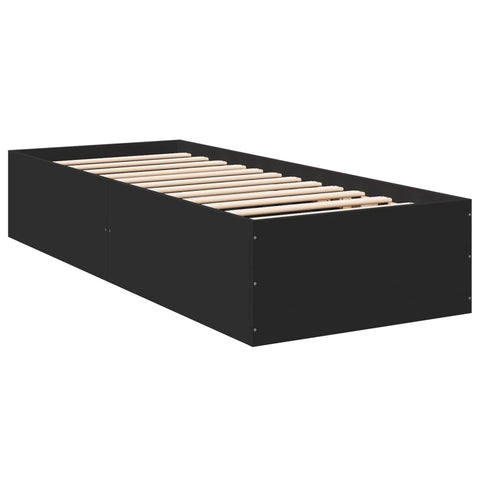 vidaXL Bed Frame without Mattress Black 75x190 cm Small Single Engineered Wood