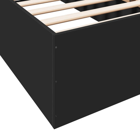 vidaXL Bed Frame without Mattress Black 75x190 cm Small Single Engineered Wood