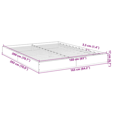 vidaXL Bed Frame without Mattress Smoked Oak 160x200 cm Engineered Wood