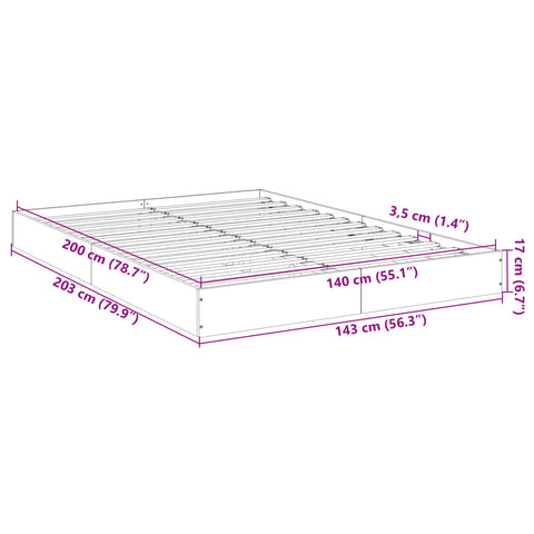 vidaXL Bed Frame without Mattress Concrete Grey 140x200 cm