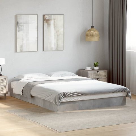 vidaXL Bed Frame without Mattress Concrete Grey 140x200 cm