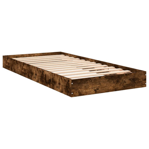 vidaXL Bed Frame without Mattress Smoked Oak 90x200 cm Engineered Wood