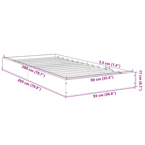 vidaXL Bed Frame without Mattress Smoked Oak 90x200 cm Engineered Wood