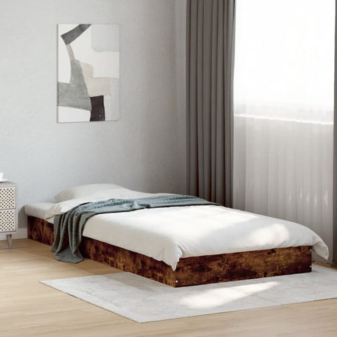 vidaXL Bed Frame without Mattress Smoked Oak 90x200 cm Engineered Wood