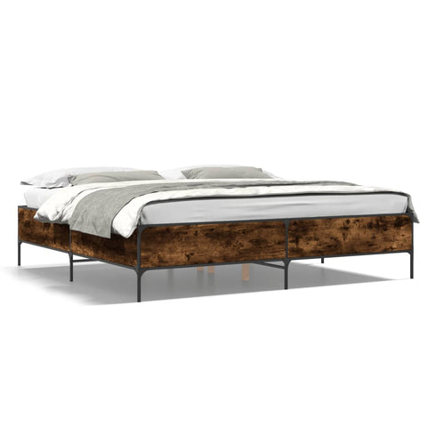 vidaXL Bed Frame without Mattress Smoked Oak 180x200 cm Super King