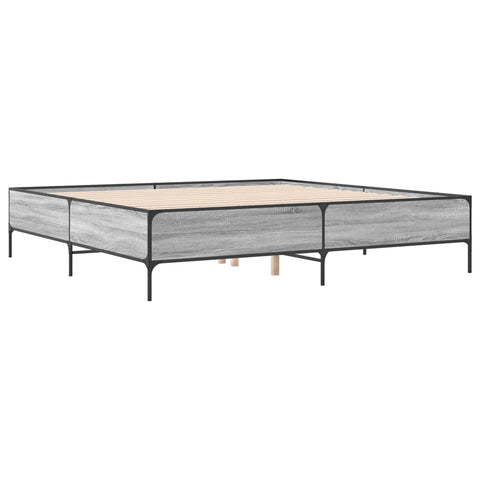 vidaXL Bed Frame without Mattress Grey Sonoma 180x200 cm Super King