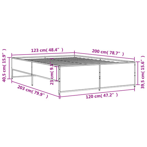 vidaXL Bed Frame without Mattress Black 120x200 cm