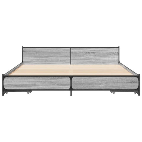 vidaXL Bed Frame with Drawers without Mattress Grey Sonoma 200x200 cm