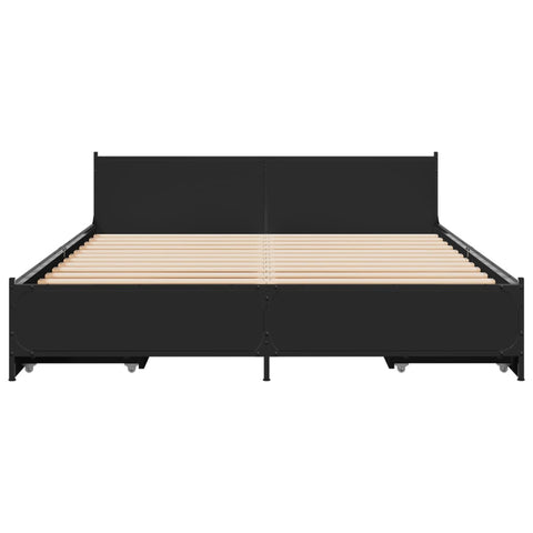 vidaXL Bed Frame with Drawers without Mattress Black 150x200 cm King Size