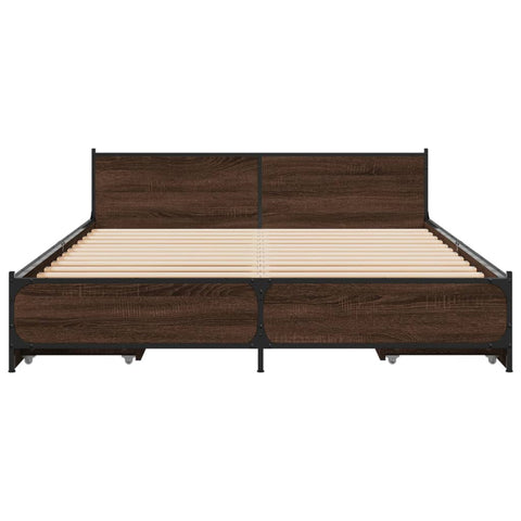 vidaXL Bed Frame with Drawers without Mattress Brown Oak 150x200 cm King Size