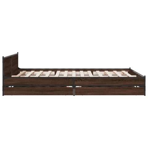 vidaXL Bed Frame with Drawers without Mattress Brown Oak 150x200 cm King Size