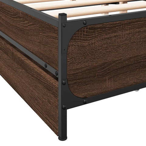 vidaXL Bed Frame with Drawers without Mattress Brown Oak 150x200 cm King Size