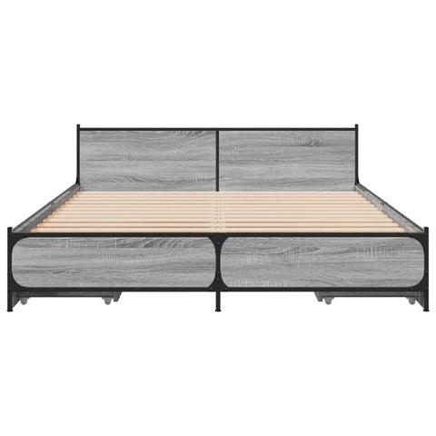 vidaXL Bed Frame with Drawers without Mattress Grey Sonoma 140x200 cm