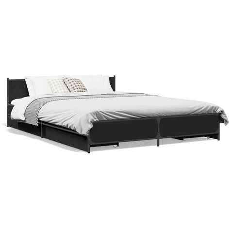 vidaXL Bed Frame with Drawers without Mattress Black 120x200 cm