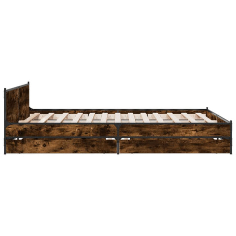 vidaXL Bed Frame with Drawers without Mattress Smoked Oak 135x190 cm Double