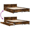 vidaXL Bed Frame with Drawers without Mattress Smoked Oak 135x190 cm Double