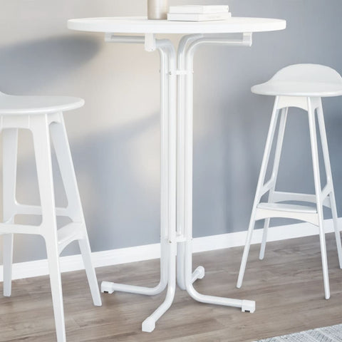 vidaXL Dining Table White Ø80x110 cm Engineered Wood and Steel