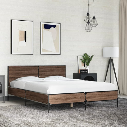 vidaXL Bed Frame without Mattress Brown Oak 140x200 cm