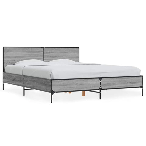 vidaXL Bed Frame without Mattress Grey Sonoma 150x200 cm King Size