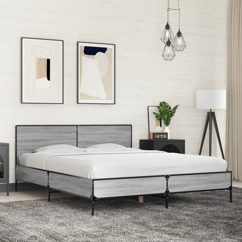 vidaXL Bed Frame without Mattress Grey Sonoma 150x200 cm King Size