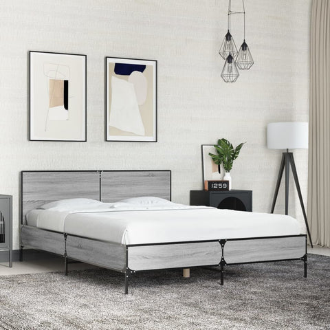 vidaXL Bed Frame without Mattress Grey Sonoma 140x190 cm